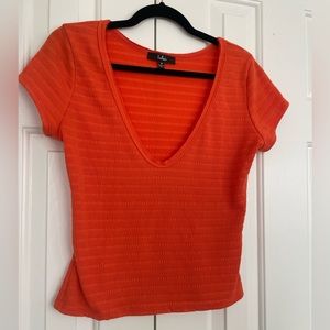 Lulu’s medium red orange low v neck top